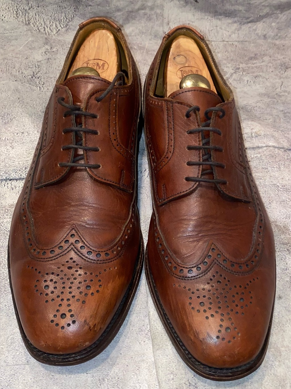 Loake Derby Oxfords Long Wing Brogues Leather Dress Shoes Work Office 13 England - Picture 4 of 8
